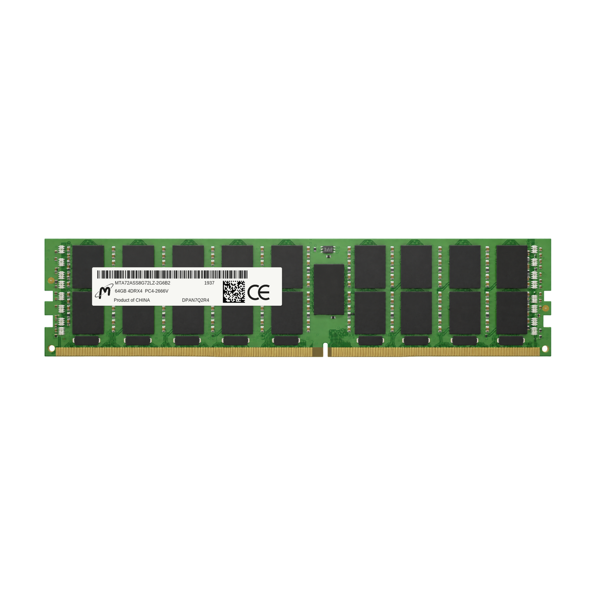 Micron 64GB PC4-2666V DDR4 LRDIMM ECC Registered Server RAM MTA72ASS8G72LZ-2G6B2 (HPE 850802-001)