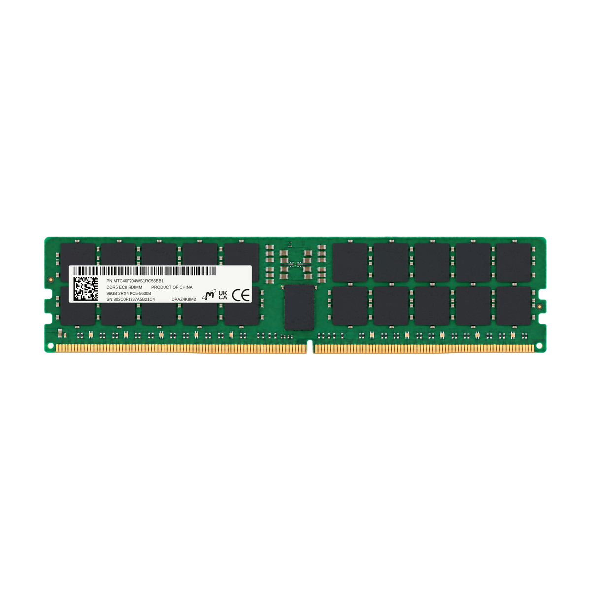 Micron 96GB 5600 ECC RDIMM Server RAM Memory Module MTC40F204WS1RC56BB1