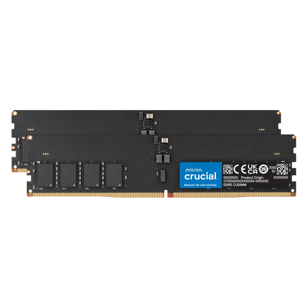 Crucial 128GB (2x64GB) DDR5-6400 CUDIMM CL52 Desktop Memory Black