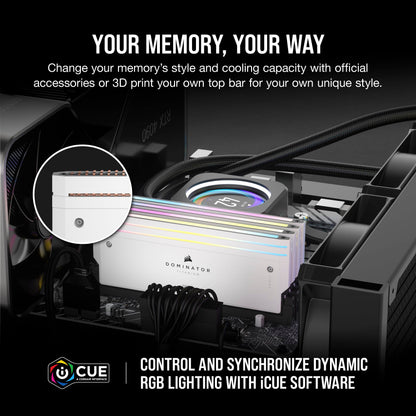 Corsair Dominator Titanium RGB 64GB DDR5-6400 White - RGB Lighting