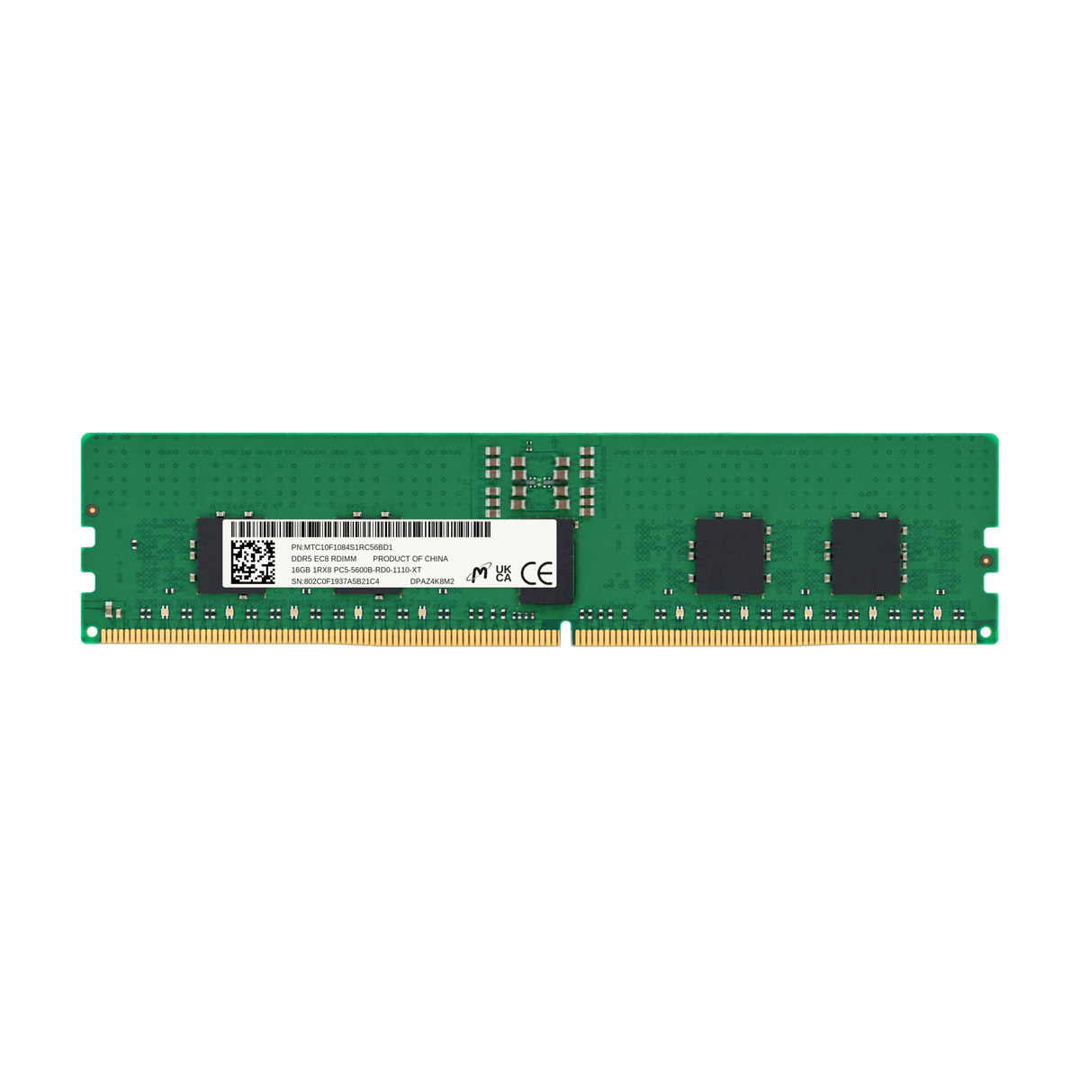 Micron 16GB 5600 DDR5 RDIMM ECC Registered Server RAM Memory Module MTC10F1084S1RC56BD1